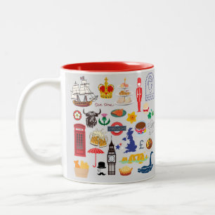 Taza Bicolor Símbolos británicos del Reino Unido