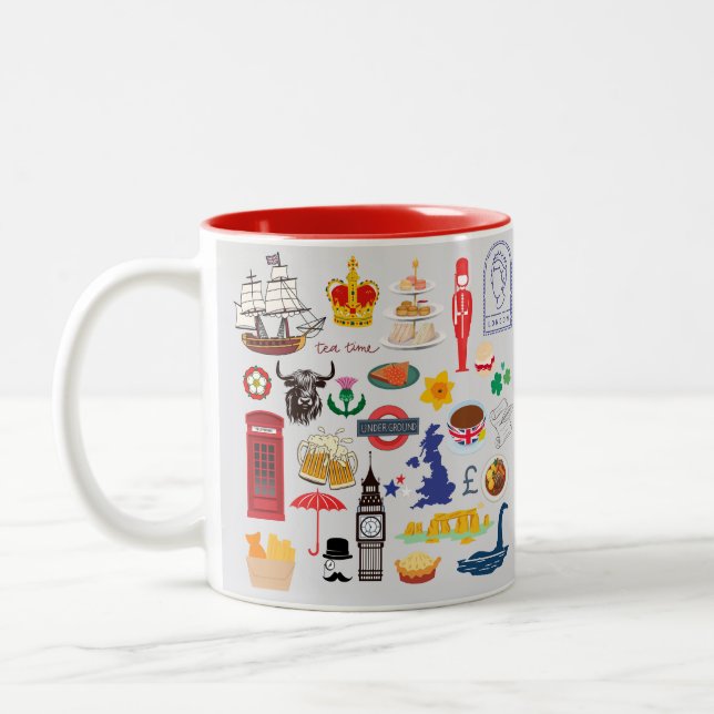Taza Bicolor Símbolos británicos del Reino Unido (Izquierda)