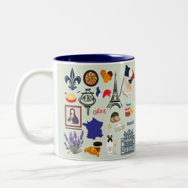 Taza Bicolor Símbolos de Francia (Izquierda)