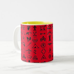 Taza Bicolor Símbolos de imagen nativos estadounidenses café ta