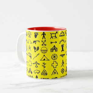 Taza Bicolor Símbolos de imagen nativos estadounidenses café ta