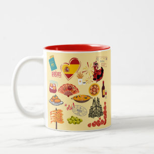 Taza Bicolor Símbolos Españoles Viajeros Amantes