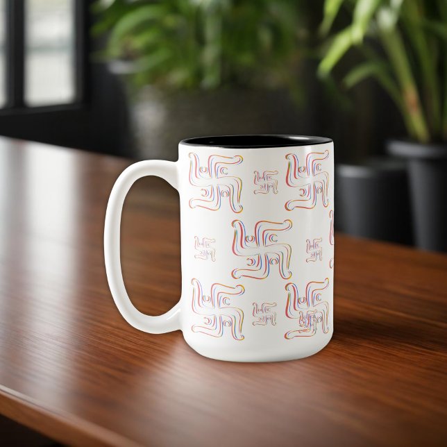 Taza Bicolor Símbolos sagrados hindúes esvástica (Subido por el creador)