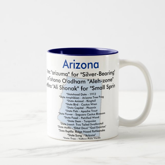 Taza Bicolor Símbolos y mapa de Arizona (Derecha)