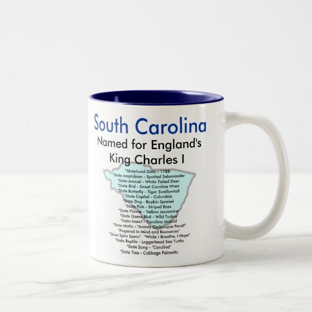 Taza Bicolor Símbolos y mapa de Carolina del Sur (Derecha)