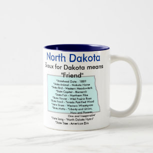 Taza Bicolor Símbolos y mapa de Dakota del Norte