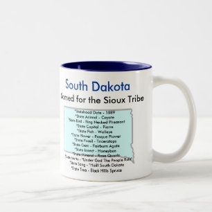 Taza Bicolor Símbolos y mapa de Dakota del Sur