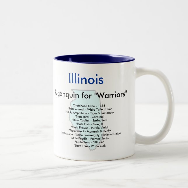 Taza Bicolor Símbolos y mapa de Illinois (Derecha)