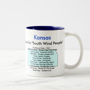 Taza Bicolor Símbolos y mapa de Kansas