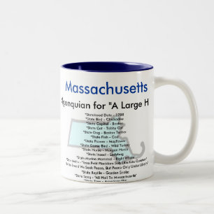 Taza Bicolor Símbolos y mapa de Massachusetts