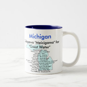 Taza Bicolor Símbolos y mapa de Michigan