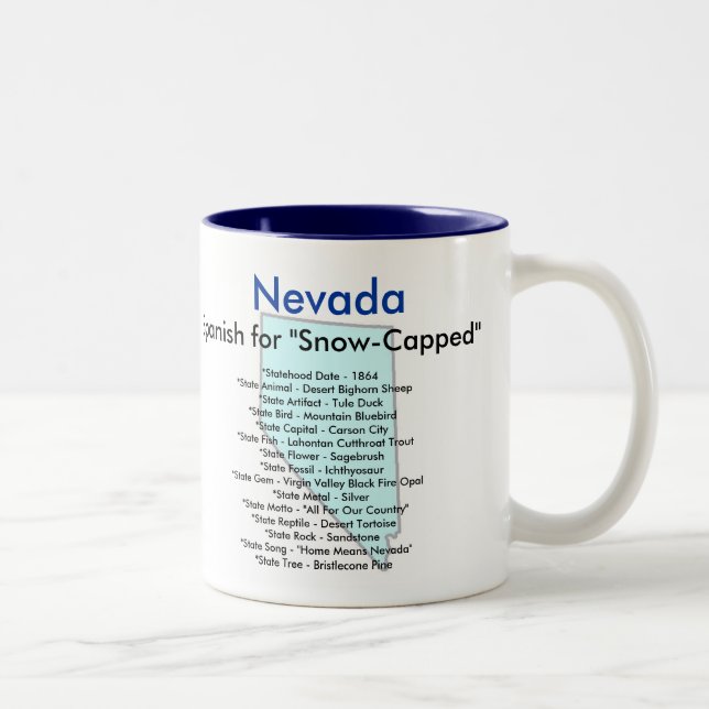 Taza Bicolor Símbolos y mapa de Nevada (Derecha)