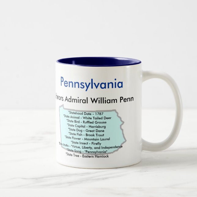 Taza Bicolor Símbolos y mapa de Pennsylvania (Derecha)
