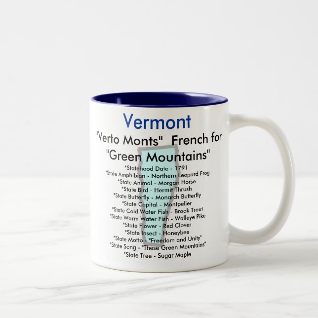 Taza Bicolor Símbolos y mapa de Vermont (Derecha)