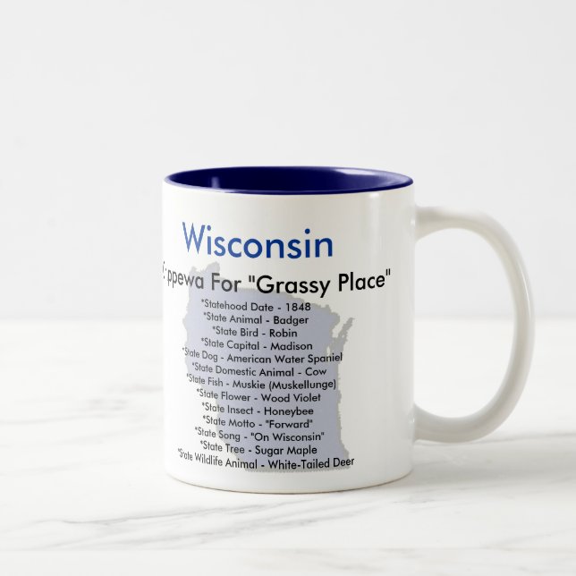 Taza Bicolor Símbolos y mapa de Wisconsin (Derecha)