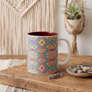 Taza Bicolor Simetría de Diamante y Óvalo Suave