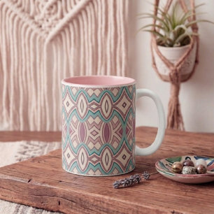 Taza Bicolor Simetría de Diamante y Óvalo Suave