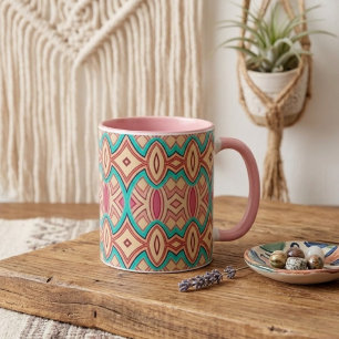 Taza Bicolor Simetría de Diamante y Óvalo Suave