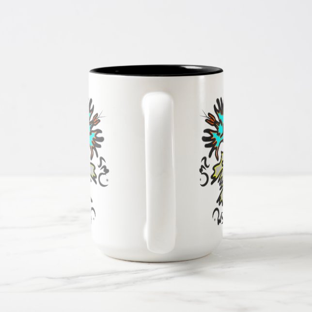 Taza Bicolor Simetría Tribal Azul (Mango)