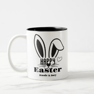 Taza Bicolor simple conejito de Pascua simple lindo personaliza