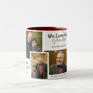 Taza Bicolor simple Feliz Día del Padre, abuelo Tres fotos