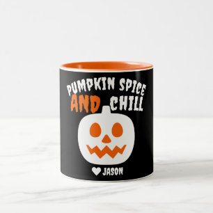 Taza Bicolor Simple Happy Halloween espeluznante calabaza naran