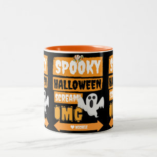Taza Bicolor Simple Happy Halloween Mamá Pareja y amigos