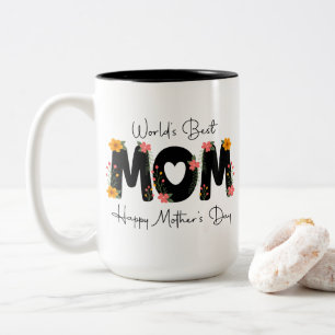 Taza Bicolor Simple Mejor Mamá del Mundo Día de la Madre Caligr