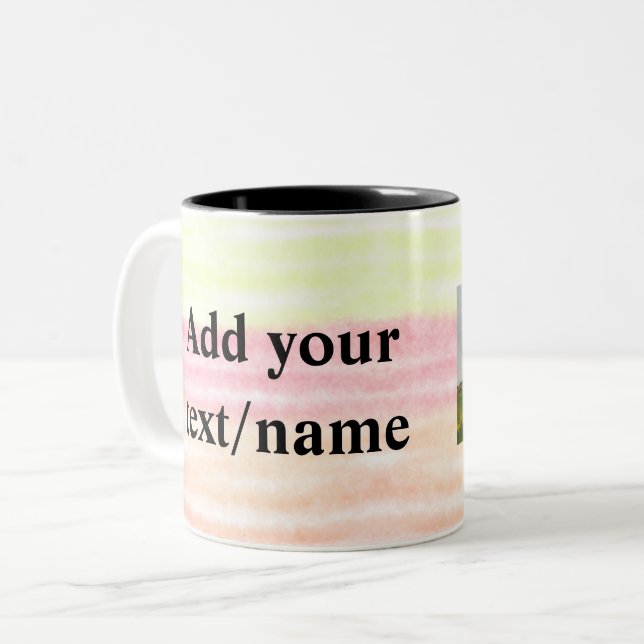 Taza Bicolor simple mínimo añadir el nombre foto acuarela (Anverso izquierdo)