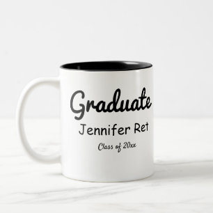 Taza Bicolor simple y mínimo café de graduación de caligraf