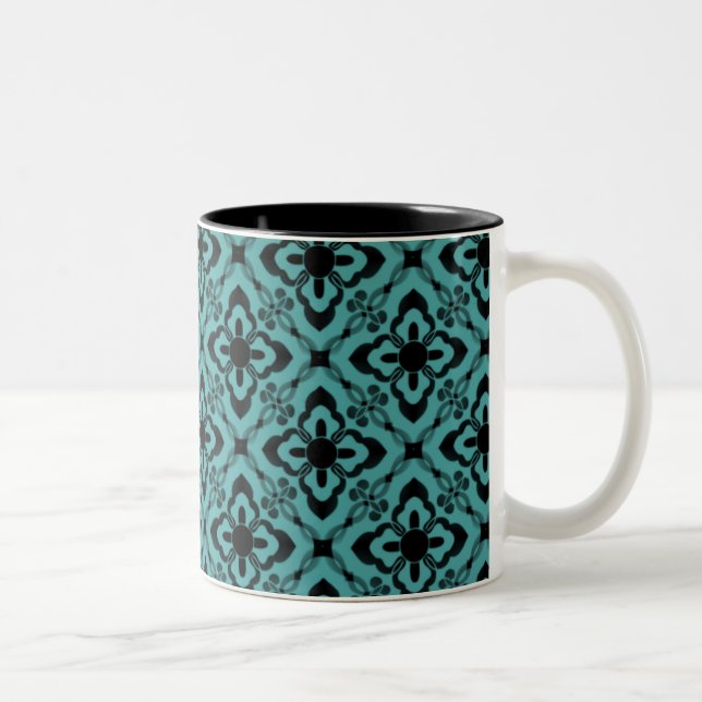 Taza Bicolor Simplemente deslumbrante Damask Mug, Turquesa (Derecha)