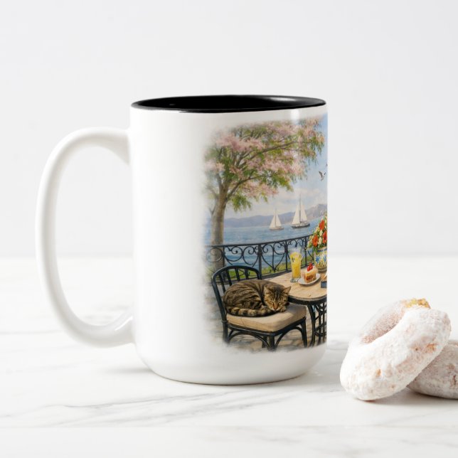 Taza Bicolor ¡Sin disturbios, por favor! (Con donut)