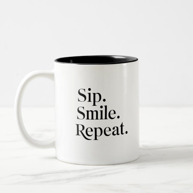 Taza Bicolor "Sip, Sonrisa, Repetir" (Izquierda)
