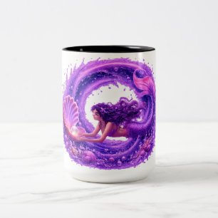 Taza Bicolor Sirena Buscadora de Perla Púrpura Arte de Ola Fant
