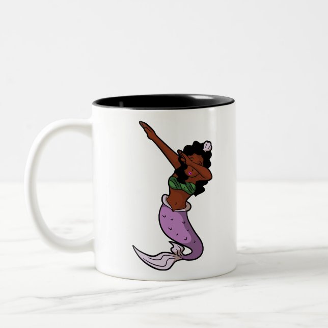 Taza Bicolor sirena de dabbing negro (Izquierda)