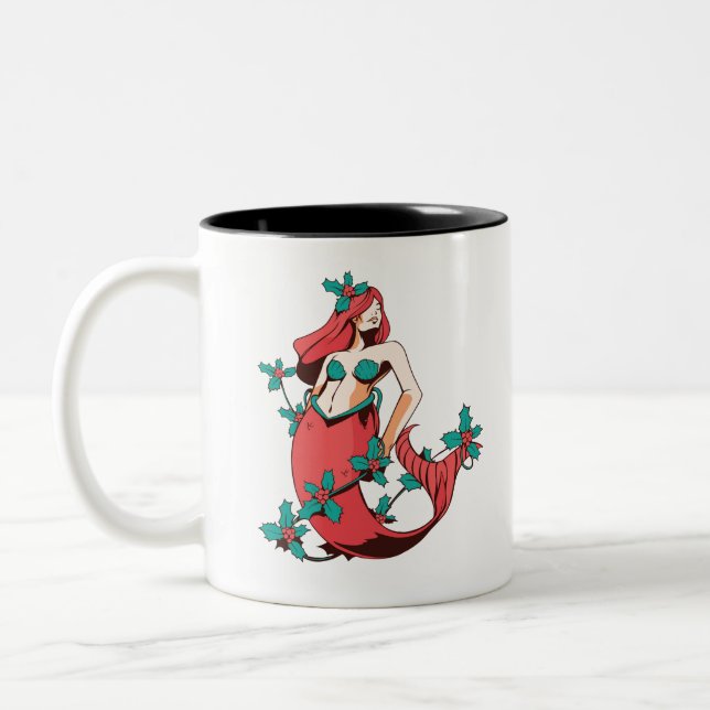 Taza Bicolor Sirena de navidades (Izquierda)