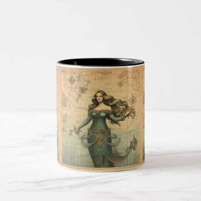 Taza Bicolor Sirena en mapa de cosechas: Fantasía náutica (Centro)