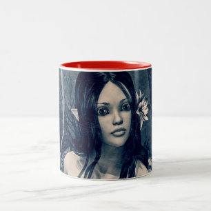 Taza Bicolor Sirena Vintage Arte de Fantasía de Foto Antigua