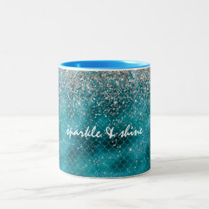 Taza Bicolor Sirenita de plata Verde azulada