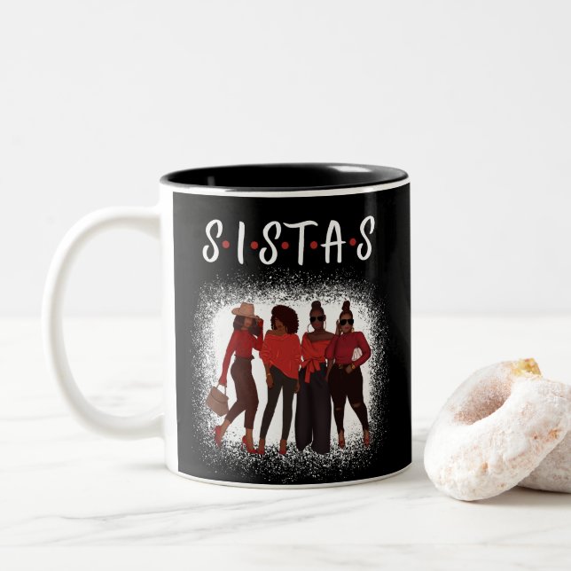 Taza Bicolor Sistas Black Woman Together Black Chica Magic (Con donut)