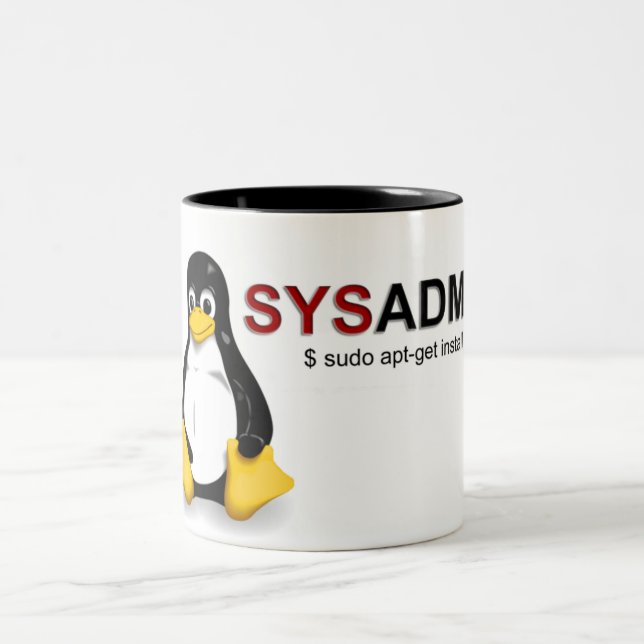Taza Bicolor Sistema Admin de Linux (Centro)