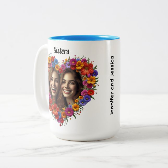 Taza Bicolor Sisterly Love In Bloom with Names (Anverso izquierdo)