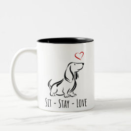Taza Bicolor Sit-Stay-Love Basset Hound