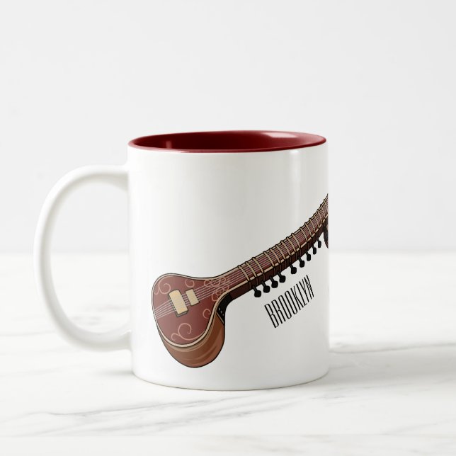 Taza Bicolor Sitar personalizado ilustracion (Izquierda)