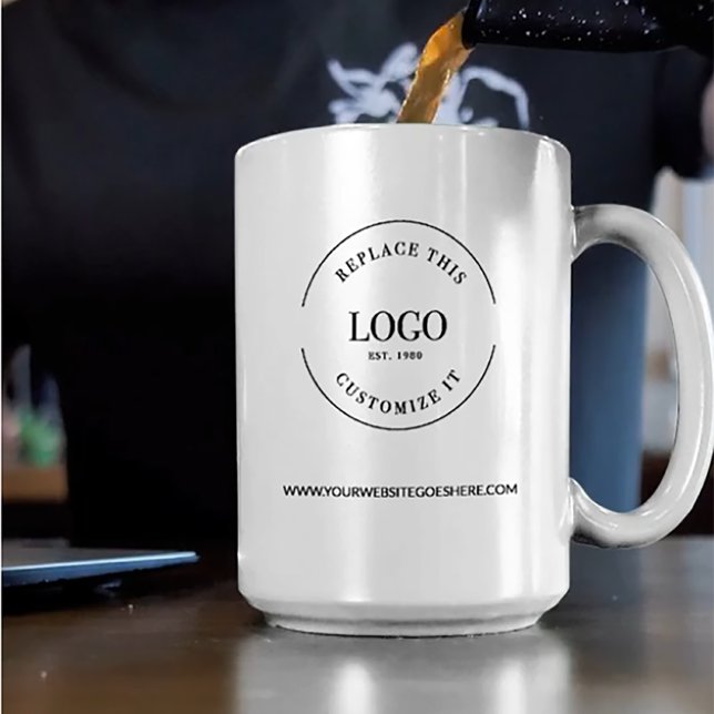 Taza Bicolor Sitio web del logotipo promocional de la empresa p (Client and employee gifts with company logo and website, two tone black white mug.)
