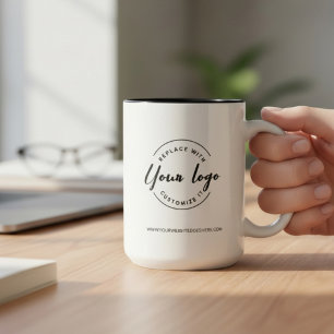 Taza Bicolor sitio web del logotipo promocional de negocios mod