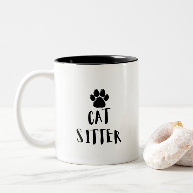 Taza Bicolor Sitter del gato (Con donut)