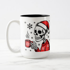 Taza Bicolor Skeleton Christmas Coffee Funny Holiday Design