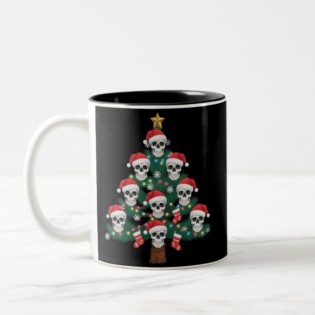 Taza Bicolor Skeleton Santa del árbol de Navidad Pajama (Izquierda)