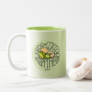 Taza Bicolor Skribbles: Felicidad del café de las palabras